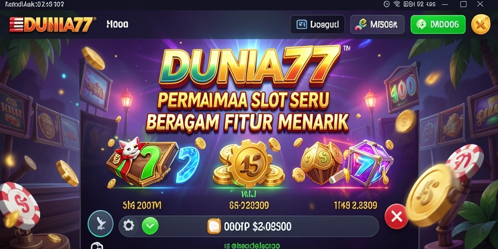 Tampilan gameplay DUNIA77 yang menakjubkan dengan slot yang beragam.