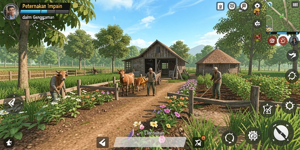 Tampilan gameplay EE789 dengan pengalaman bertani yang menarik.