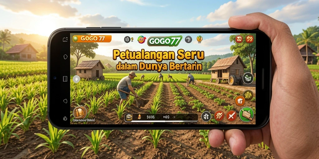 Screenshot GOGO77 menampilkan aktivitas bertani yang seru dengan berbagai tanaman.