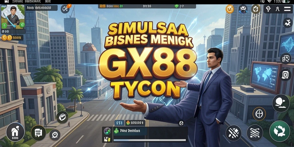 Tampilan gameplay GX88 yang menampilkan aktivitas bisnis.