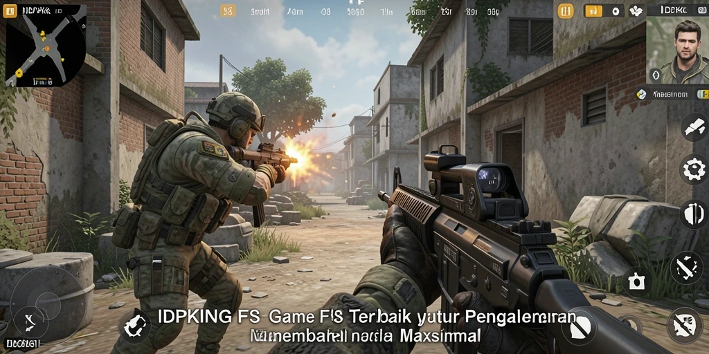 Tangkapan layar gameplay IDPKING menampilkan aksi tembak-menembak yang seru.