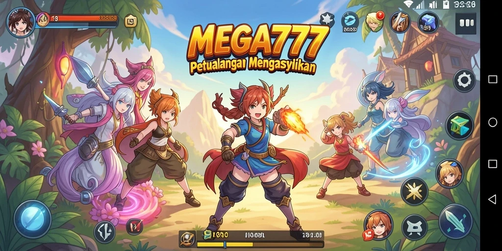 Tampilan gameplay seru MEGA777 dengan karakter Anime yang keren.